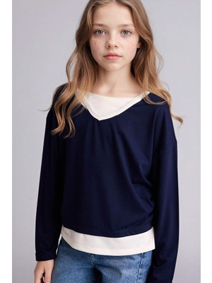 DeFacto Penye Tişört Kız Çocuk G8465A826SP