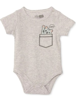 Hellobaby Hellobaby, Erkek, Kısa Kol Body, Hayvan Baskılı, Çıtçıtlı, Çıtçıtlı Yaka, Kısa Kol