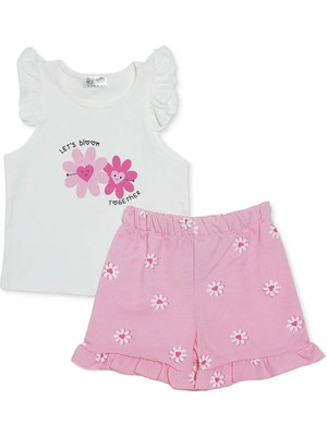 Hellobaby Hellobaby, Kız, Atlet-Şort, Çiçek Baskılı, Bisiklet Yaka, Kısa Paça, Atlet