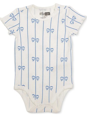 Hellobaby Hellobaby, Kız, Kısa Kol Body, Fiyonk Baskılı, Çıtçıtlı, Bisiklet Yaka, Kısa Kol