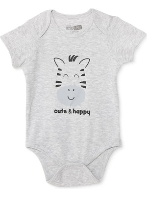 Hellobaby Hellobaby, Erkek, Kısa Kol Body, Hayvan Baskılı, Çıtçıtlı, Zarf Yaka, Kısa Kol