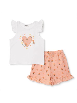 Hellobaby Hellobaby, Kız, Atlet-Şort, Kalp Baskılı, Bisiklet Yaka, Kısa Paça, Atlet