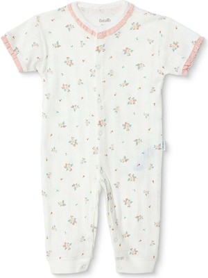 Bebetto Bebetto, Kız, Patiksiz Tulum, Çiçek Baskılı, Çıtçıtlı, Bloom, Fırfırlı Yaka, Uzun Paça, Kısa Kol