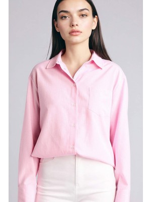 DeFacto Oversize Çizgili Oxford Gömlek G9806AX26SP