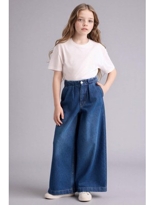 DeFacto %100 Pamuk Wide Leg Jean Pantolon Kız Çocuk G9426A826SM