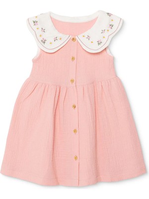 Hellobaby Hellobaby, Kız, Elbise, Çiçek Baskılı, Düğmeli, Vintage Girl, Bebe Yaka, Kısa Paça, Atlet