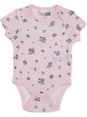 Hellobaby Hellobaby, Kız, Kısa Kol Body, Çiçek Baskılı, Çıtçıtlı, Zarf Yaka, Kısa Kol