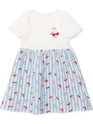 Hellobaby Hellobaby, Kız, Elbise, Kiraz Baskılı, Çıtçıtlı, Cherry, Bisiklet Yaka, Kısa Paça, Kısa Kol