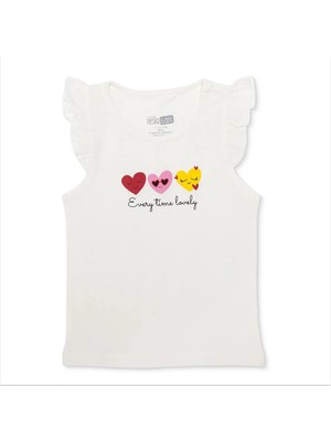 Hellobaby Hellobaby, Kız, Atlet Tshirt, Kalp Baskılı, Bisiklet Yaka, Atlet