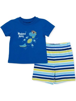 Hellobaby Hellobaby, Erkek, Kısa Kol Pijama Takımı, Hayvan Baskılı, Bisiklet Yaka, Kısa Paça, Kısa Kol