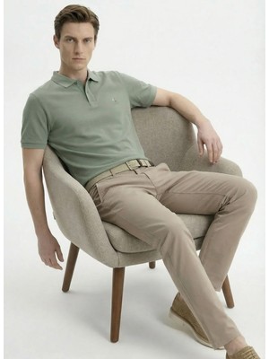 Fabrika Diyagonal Açık Haki Erkek Polo T-Shirt F6SM-TST 2103