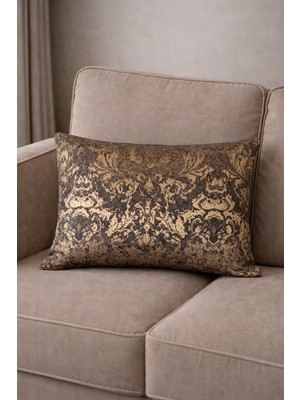 Lena Maison Lalezar Varaklı Kırlent Kılıfı Vizon-Gold 30X47 cm
