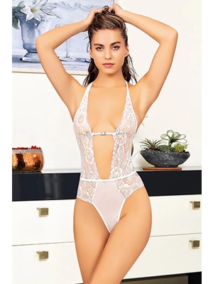 Beruflic Beyaz Taşlı Bodysuit - 889