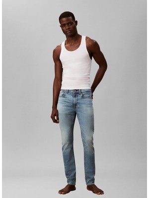 Calvin Klein Jeans Normal Bel Straight Mavi Erkek Denim Pantolon LV04RE700G2TG Mavi Denim Pantolon