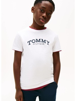 Tommy Hilfiger Baskılı Beyaz Erkek Çocuk T-Shirt KB0KB10051YBR