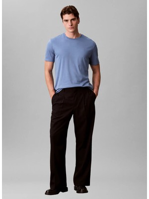Calvin Klein Mavi Erkek T-Shirt LV04LB275GC4I_SS Supıma Chest Emb C