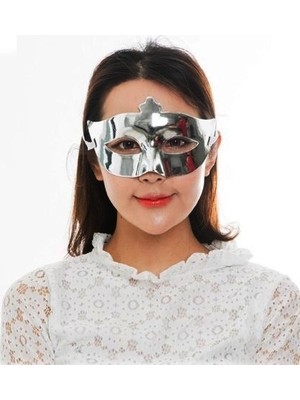 Shopwave Gümüş Renk Kostüm Partisi Ekstra Parlak Balo Maskesi 15X10 cm (5047)