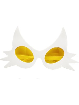 Shopwave Beyaz Renk Bıyık Tasarımlı Kedi Parti Gözlüğü 19X11 cm (5047)