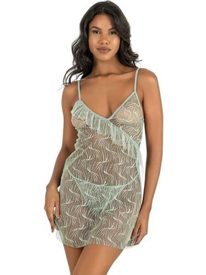 Beruflic Angel Su Yeşili Kısa Tül Gecelik 4221