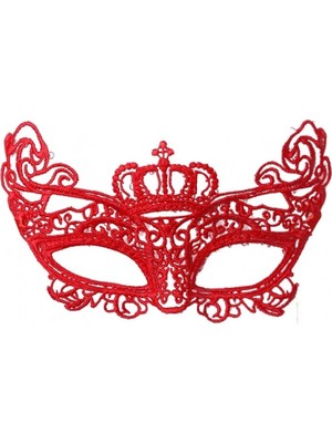 Shopwave Kırmızı Renk Dantel Örgü Işlemeli Parti Maskesi Model 2 (5047)