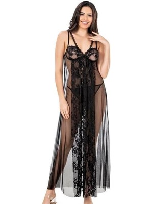 Beruflic Siyah Kısa Tül Gecelik