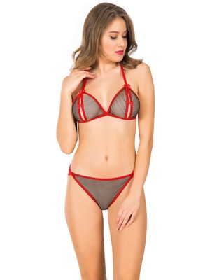 Giyimist Siyah Kırmızı Tül Sütyen Takım 2' Li - 6521 Beruflic
