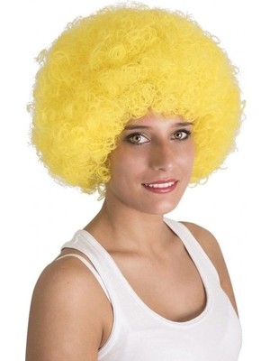 Shopwave Sarı Renk Kıvırcık Afro Bonus Peruk (5047)