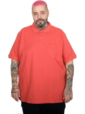 ModeXL Mode Xl Büyük Beden Erkek Cepli Klasik Pike Polo Yaka T-Shirt 20550 Mercan