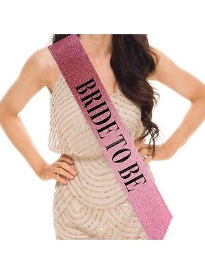 Shopwave Pembe Üzeri Siyah Büyük Bride To Be Yazılı Simli Işıltılı Kuşak Kemer 10 cm Genişlik (5047)
