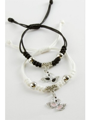 Zero Land Matrixzn 2 Adet Karışık Lüks Ip Bileklik-Siyah