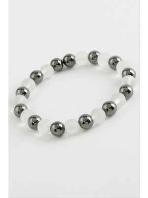 Zero Land Matrixzn Hematit Buzlu Kuvars Doğaltaş Bileklik-Antrasit