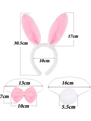 Shopwave Tavşan Kostüm Seti Taç Papyon Kuyruk Pembe Renk (5047)