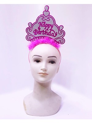 Shopwave Happy Birthday Neon Pembe Renk Doğum Günü Tacı 24X15 cm (5047)