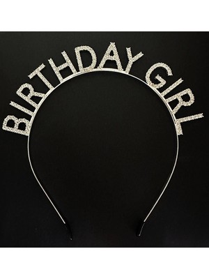 Shopwave Gümüş Kristal Taşlı Birthday Girl Doğum Günü Tacı Ithal Ürün A Kalite 17X16 cm (5047)