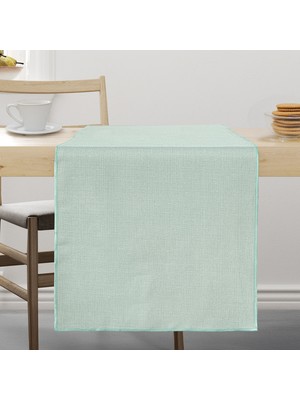 Schafer Home Bianca Keten Polyester Runner 40X160 cm 1 Parça-Mint Yeşili