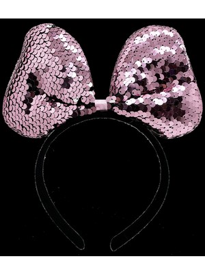 Shopwave Renk Değiştiren Pullu Payetli Fiyonk Parti Tacı Pembe Gümüş Renk 20X16 cm (5047)