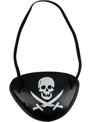 Shopwave Siyah Renk Kuru Kafa Baskılı Plastik Korsan Göz Maskesi Korsan Göz Bandı (5047)