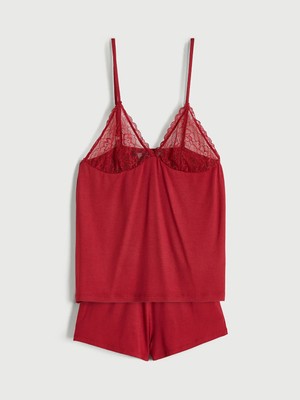 Lc Waikiki Yeni Sezon V Yaka Dantel Detaylı Kadın Şortlu Pijama Takımı