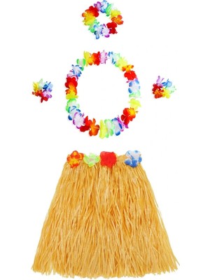 Shopwave Luau Aloha Hawaii Kolye Etek Taç ve Bileklik Seti Turuncu (5047)