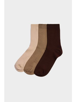 DeFacto Kadın 3'lü Pamuk Akrilik Uzun Çorap H1025AXNS
