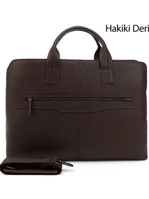 Gönderi(r) Kadın Kahve Antik  Hakiki Deri Notebook Ve Evrak Çantası