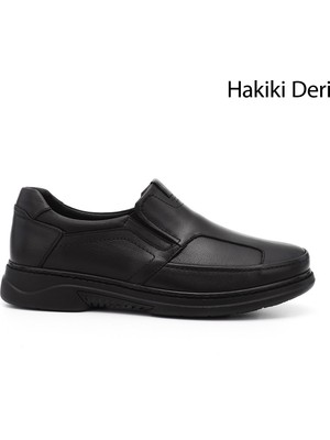 Gönderi® Erkek Siyah Kemik Çıkıntısına Özel Hakiki Deri Ayakkabı