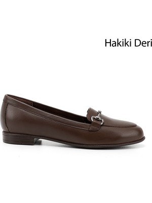 Gönderi(r) Kadın Kahve Antik Hakiki Deri Tokalı Babet