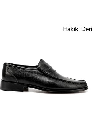 Gönderi(r) Erkek Siyah Kösele Taban Hakiki Deri Klasik Ayakkabı