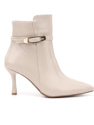 GÖNDERİ Kadın Ten  Fermuarlı İnce Topuklu Bot