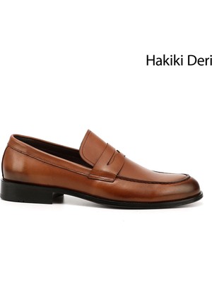 Gönderi(r) Erkek Taba Antik Kösele Taban Hakiki Deri Loafer Ayakkabı