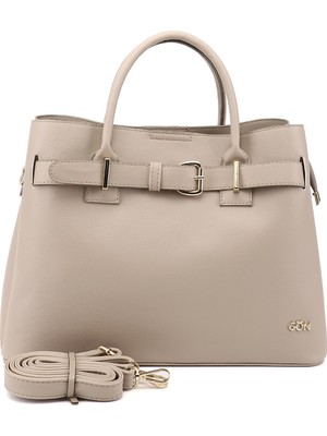 Gönderi® Kadın Bej Uzun Askılı El ve Omuz Çantası