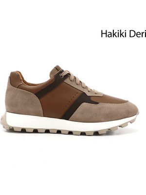 GÖNDERİ Erkek Kum  Bağcıklı Hakiki Deri Sneaker