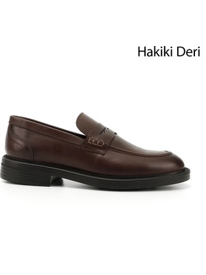 GÖNDERİ Erkek Kahverengi  Hakiki Deri Loafer Ayakkabı