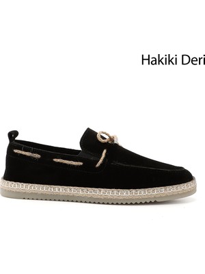 GÖNDERİ Erkek Siyah Süet  Hakiki Deri Ayakkabı